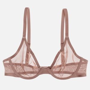 Cuup The Plunge Mesh Tan Bra 36B
